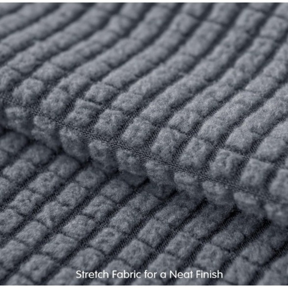 Subrtex Spandex Elastic Loveseat Loveseat Cushion Slipcover Gray Waffle Knit - Picture 4 of 5